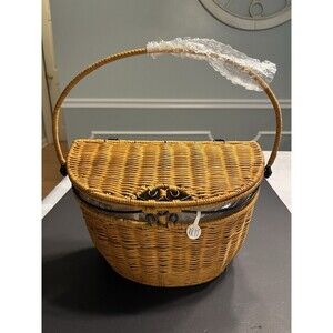 Princess Rattan Wicker Black Metal Wall Basket Mail Organizer